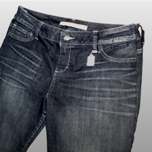 S & P  ♡ Gorgeous Black Stretchy Denim Embellished Bling Skinny Jeans 10|12 Long - Picture 7 of 17